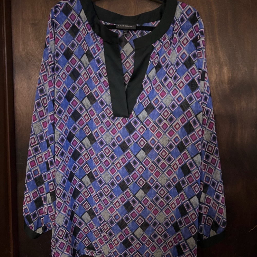 Lane Bryant Semi Sheer Geometric Tunic Top